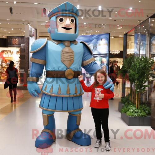 Personnage De Costume De Mascotte Redbrokoly De Chevalier Médiéval Habillé Avec Un Jean Maman Et Des Lacets De Chaussures