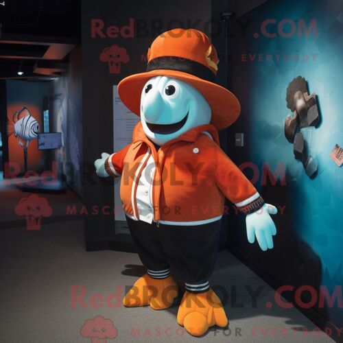 Personnage De Costume De Mascotte Redbrokoly De Poisson Clown Habillé Avec Une Veste Et Des Épingles À Chapeau