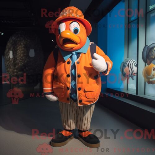 Personnage De Costume De Mascotte Redbrokoly De Poisson Clown Habillé Avec Une Veste Et Des Épingles À Chapeau