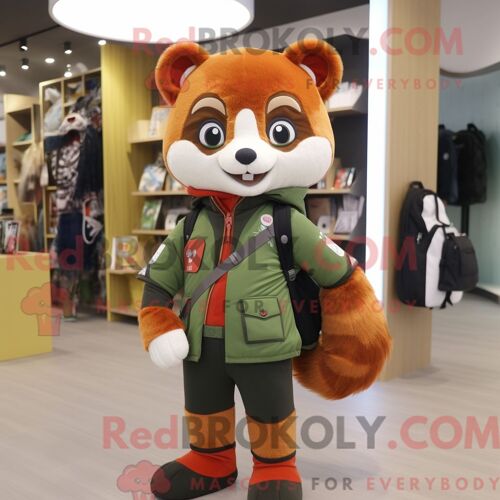 Personnage De Costume De Mascotte Redbrokoly De Saumon Rouille Habillé Avec Une Robe Droite Et Des Bracelets