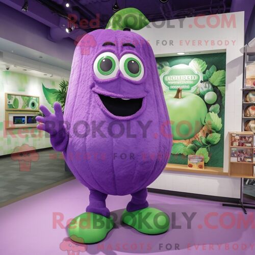 Costume De Mascotte Redbrokoly De Concombre Violet Habillé D Une Barboteuse Et De Pinces À Chaussures
