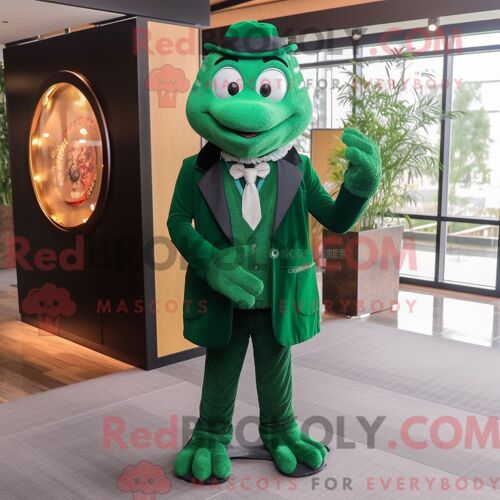 Costume De Mascotte Redbrokoly De Tortue De Mer Pêche Personnage Habillé Avec Un Jean Bootcut Et Des Épingles De Châle