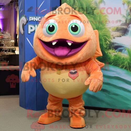 Costume De Mascotte Redbrokoly De Piranha Pêche Personnage Habillé Avec Une Combinaison Et Des Cravates