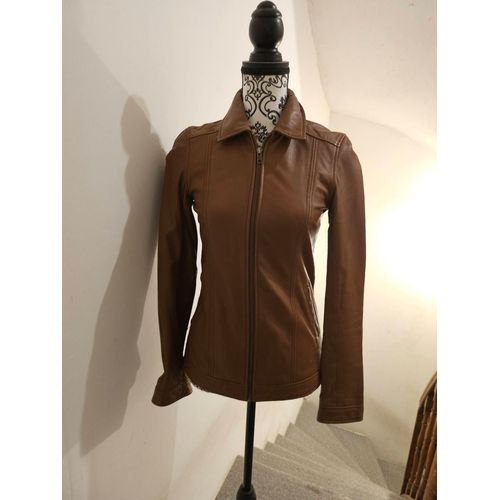 Blouson En Cuir Agneau Couleur Marron 3 Suisses 34