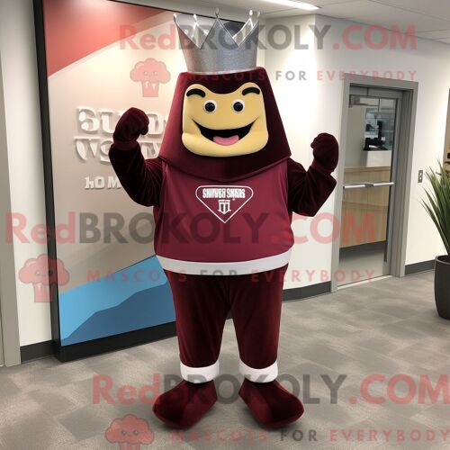 Costume De Mascotte Redbrokoly De Maroon King Habillé Avec Un Sweat-Shirt Et Des Épingles À Cravate