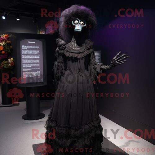 Personnage De Costume De Mascotte Redbrokoly De Cimetière Noir Habillé Avec Une Robe Taille Empire Et Des Gants