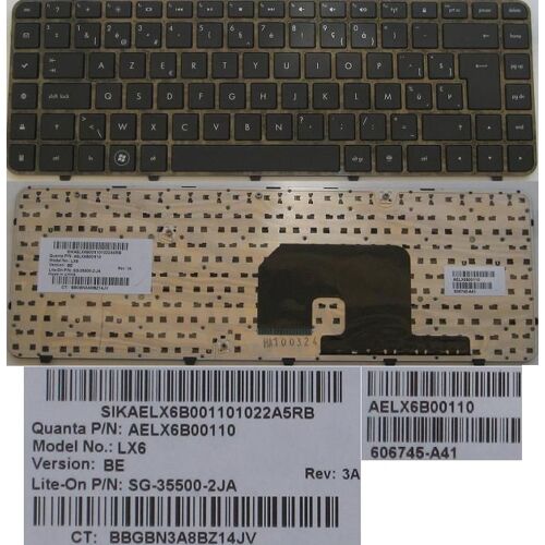 Clavier Azerty Belge / Belgian Pour HP Pavilion DV6-3000 Series, Noir / Black, Model: LX6, AELX6B00110, P/N: SG-35500-2JA, 606745-A41