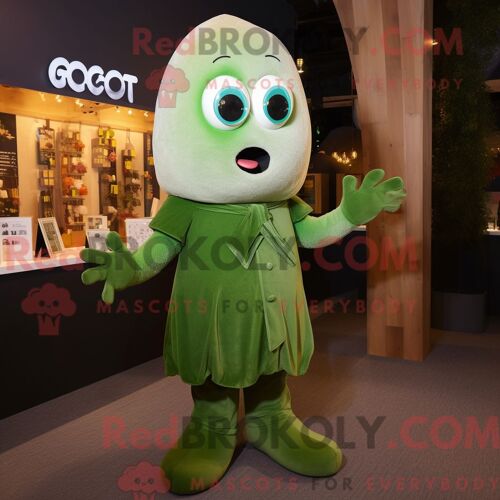 Costume De Mascotte Redbrokoly De Fantôme D Olive Habillé D Un Gilet Et D Épingles À Cheveux