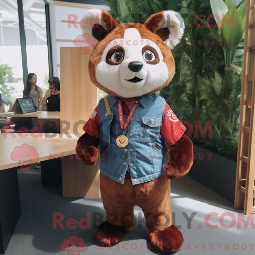 Costume Mascotte Redbrokoly De Chameau Violet Habillé D Un Blouson Aviateur Et D Anneaux