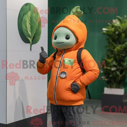 Costume Mascotte Redbrokoly D Épinards Orange Habillé D Une Veste Et De Montres Intelligentes