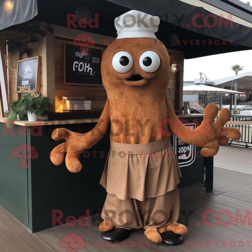 Costume De Mascotte Redbrokoly Magenta Navy Seal Habillé D Une Robe Longue Et D Épinglettes