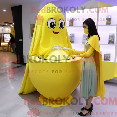 Costume De Mascotte Redbrokoly De Bague De Fiançailles Jaune Citron Personnage Habillé Avec Un Body Et Des Châles