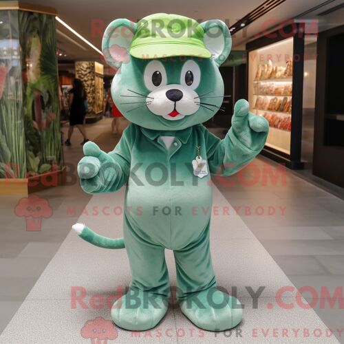 Costume De Mascotte Redbrokoly De Jument Vert Forêt Habillé D Un Pantalon Chino Et D Épingles À Châle