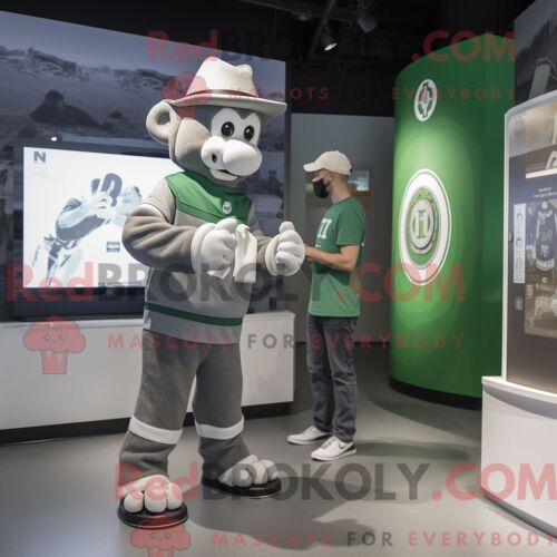 Costume De Mascotte Redbrokoly Du Drapeau Irlandais Gris Personnage Habillé D Un T-Shirt Graphique Et De Montres