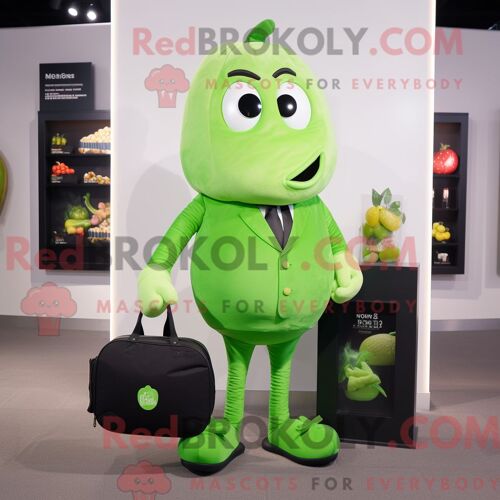 Personnage De Costume De Mascotte Redbrokoly De Fantôme Crème Habillé Avec Une Chemise Habillée Et Des Cravates