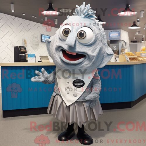Costume De Mascotte Redbrokoly Silver Fish And Chips Habillé Avec Un T-Shirt Et Des Épingles À Cravate