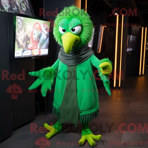 Mascotte Redbrokoly De Harpie Verte Costume De Personnage Habillé Avec Une Combinaison Et Des Foulards