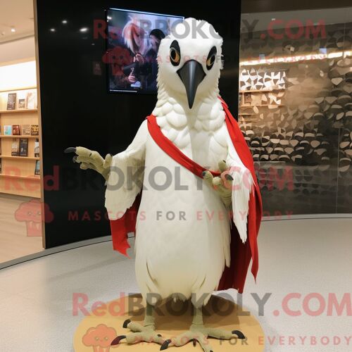 Costume Mascotte Redbrokoly De Pic Blanc Habillé D Une Combishort Et De Châles