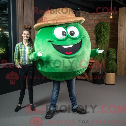 Costume De Mascotte Redbrokoly Forest Green Burgers Habillé Avec Un Jean Skinny Et Des Cravates