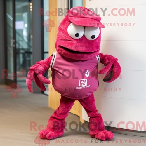 Costume De Mascotte Redbrokoly D Hydra Rose Personnage Habillé D Une Robe De Cocktail Et De Clips Pour Écharpe