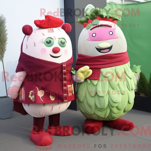 Costume De Mascotte Redbrokoly De Gorille Marron Habillé D Une Jupe Longue Et D Épingles À Châle