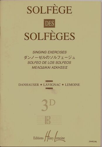 Solfège Des Solfèges (3d) Clé D'ut 3 (Sans Accompagnement)