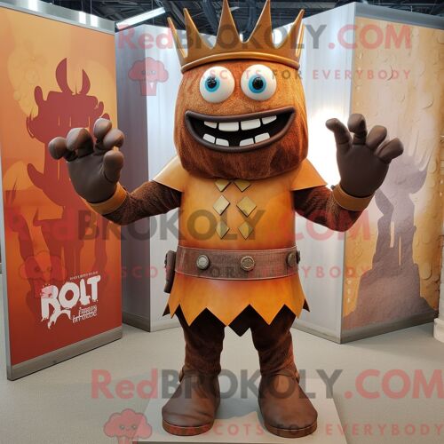 Personnage De Costume De Mascotte Redbrokoly De Rust King Habillé Avec Une Mini Robe Et Des Coussinets De Pied