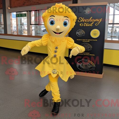 Costume De Mascotte Redbrokoly De Chaussures De Danse Irlandaises Jaunes Personnage Habillé Avec Un Costume Et Des Clips D Écharpe