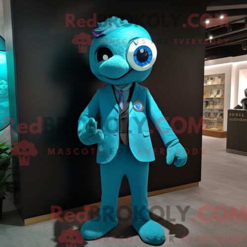 Costume Mascotte Redbrokoly De Turquoise Alliance Personnage Habillé Avec Une Veste De Costume Et Des Broches