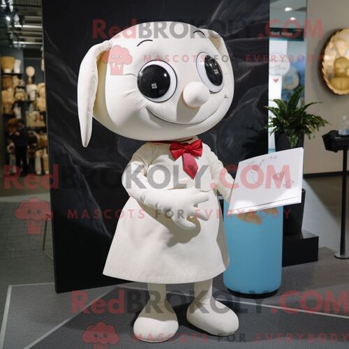 Costume Mascotte Redbrokoly De Lettre D Amour Blanche Personnage Habillé D Un Cardigan Et De Sacs Fourre-Tout