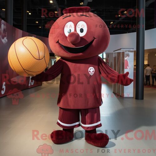 Personnage De Costume De Mascotte Redbrokoly De Ballon De Handball Marron Habillé Avec Une Jupe-Culotte Et Des Cravates