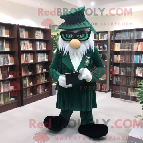 Costume Mascotte Redbrokoly De Forest Green Attorney Personnage Habillé D Une Culotte Et De Lunettes De Lecture