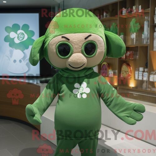 Costume De Mascotte Redbrokoly De Trèfle À Quatre Feuilles Beige Habillé Avec Un Maillot De Bain Une Pièce Et Des Bonnets