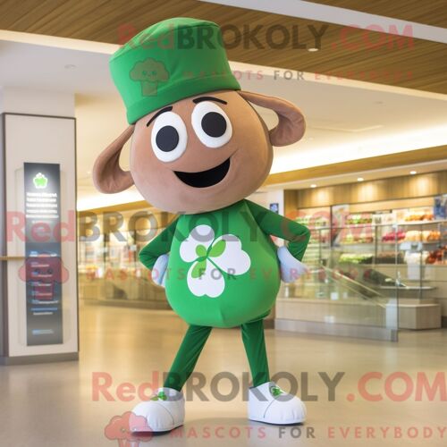 Costume De Mascotte Redbrokoly De Trèfle À Quatre Feuilles Beige Habillé Avec Un Maillot De Bain Une Pièce Et Des Bonnets