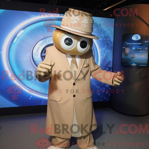 Personnage De Costume De Mascotte Redbrokoly De Vampire Beige Habillé Avec Une Mini-Jupe Et Des Écharpes