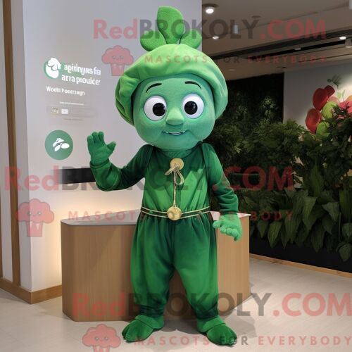 Costume Mascotte Redbrokoly D Épinards Personnage Habillé Avec Une Barboteuse Et Des Colliers