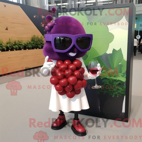 Costume De Mascotte Redbrokoly De Cyan Goulash Habillé D Une Robe Droite Et D Épingles À Chapeau