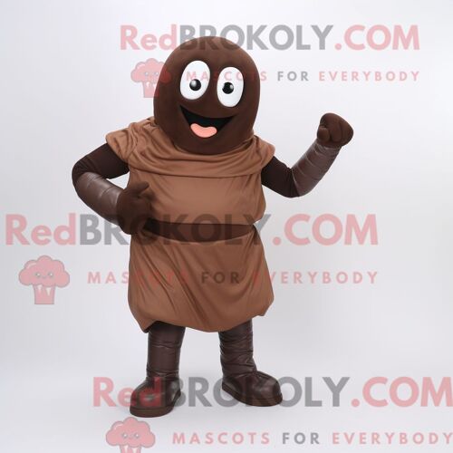 Personnage De Costume De Mascotte Redbrokoly De Télévision Marron Habillé Avec Des Leggings Et Des Gants