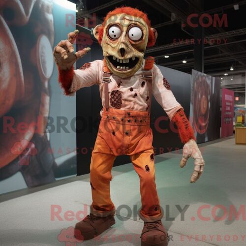 Personnage De Costume De Mascotte Redbrokoly Rust Zombie Habillé Avec Un Pantalon Capri Et Des Bagues