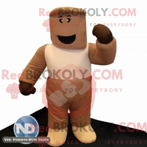 Personnage De Costume De Mascotte Redbrokoly De Raquette De Tennis Bleue Habillé Avec Un T-Shirt De Baseball Et Des Châles