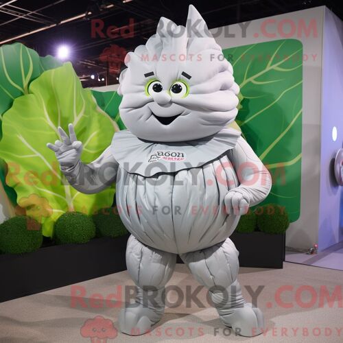 Costume Mascotte Redbrokoly De Chou Argenté Habillé D Un Maillot De Bain Et De Bagues