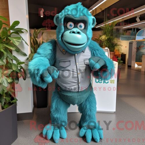 Costume De Mascotte Redbrokoly De Tortue Bleu Ciel Habillé Avec Une Veste De Motard Et Des Sacs À Dos