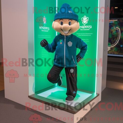 Costume De Mascotte Redbrokoly De Chaussures De Danse Irlandaises Habillé Avec Un Sweat À Capuche Et Des Boutons De Manchette