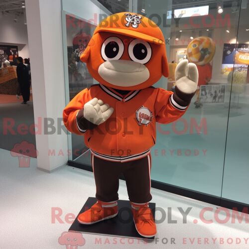 Personnage De Costume De Mascotte Redbrokoly De Gant De Baseball Habillé Avec Un Sweat-Shirt Et Des Pochettes