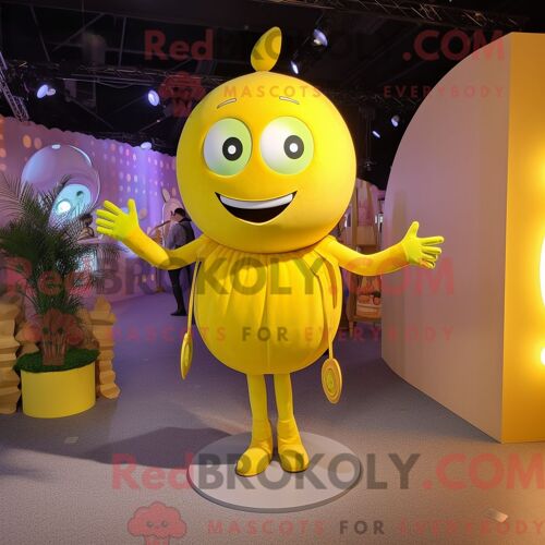 Costume Mascotte Redbrokoly Pendentif Jaune Citron Personnage Habillé Avec Un Body Et Des Colliers