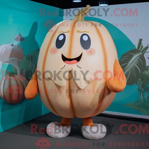 Costume Mascotte Redbrokoly De Citrouille Beige Habillé D Un Rash Guard Et De Cravates