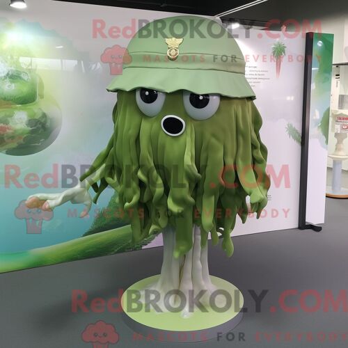 Costume De Mascotte Redbrokoly De Méduse Olive Habillé D Une Couverture Et De Pinces À Chaussures