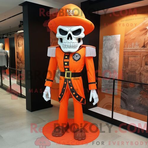 Costume De Mascotte Redbrokoly De Crâne Orange Habillé D Une Robe Taille Empire Et De Pinces À Chaussures