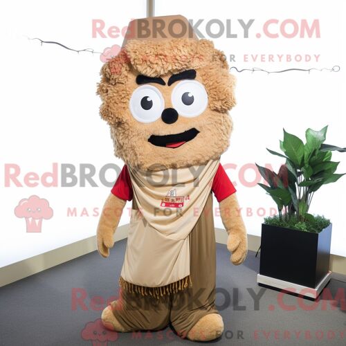 Mascotte Redbrokoly De Thylacosmilus Blanc Costume De Personnage Habillé Avec Un Pantalon De Jogging Et Des Bandeaux