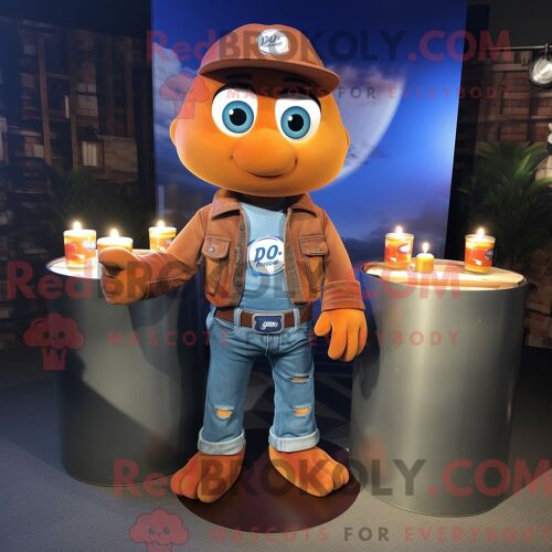 Personnage Mascotte Redbrokoly De Bougie Parfumée Rouille Habillé D Un Jean Maman Et De Porte-Clés